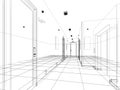 Sketch design of interior hall Royalty Free Stock Photo