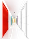Sketch design of interior hall Royalty Free Stock Photo