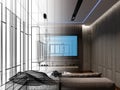 Sketch design of interior home theater, 3d Royalty Free Stock Photo