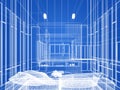 Sketch design of interior home theater, 3d Royalty Free Stock Photo