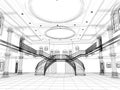 Sketch design of interior luxury hall Royalty Free Stock Photo