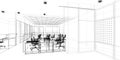 Sketch design of interior office Royalty Free Stock Photo