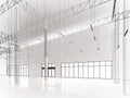 Sketch design of interior warehouse,