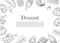 Sketch dessert. Cake, pastry and ice cream, muffin in vintage style. Hand drawn desserts vector set.