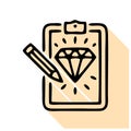 Sketch of diamond flat line icon. Tattoo custom design