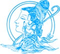 Sketch of different types of Lord Krishna, Vishnu Avatar outline editable illustration