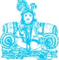 Sketch of different types of Lord Krishna, Vishnu Avatar outline editable illustration