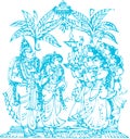 Sketch of different types of Lord Krishna, Vishnu Avatar outline editable illustration