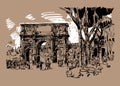 Sketch digital sepia drawing Rome Italy landmark