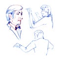 Sketch of the directing orchestra conductor. Pencil drawing.