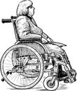 Sketch of a disabled woman in a wheelchair