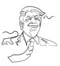 Sketch of Donald Trump like person, head, smiling