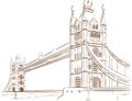 Sketch Doodle London Bridge Landmark Travel Destination Outline