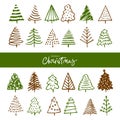 Sketch Doodle pine Christmas treesm, hand drawn art Royalty Free Stock Photo