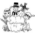 Sketch doodle Thanksgiving icon set