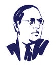 Sketch of Dr. B R Ambedkar Outline or silhouette editable Illustration Royalty Free Stock Photo