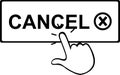 sketch draw black and white hand push cancel button