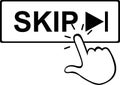 sketch draw black and white symbol hand push skip button Royalty Free Stock Photo