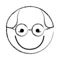 Sketch draw round glasses man face cartoon Royalty Free Stock Photo