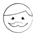 Sketch draw round moustache man face cartoon Royalty Free Stock Photo