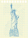 Sketch draw of statue of liberty