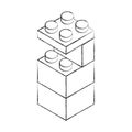 Sketch draw toy building block bricks Royalty Free Stock Photo