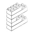 Sketch draw toy building block bricks Royalty Free Stock Photo