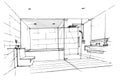 sketch drawing bathroom,Modern design,vecto