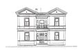 Sketch drawing classic house perspective facade