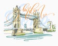 Sketch Drawing Of London Bridge Tower In England