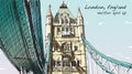 Sketch drawing in London England show Tower Bridge, illustration Royalty Free Stock Photo