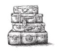 Sketch drawing of luggage bags Royalty Free Stock Photo