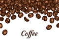 Sketch drawing poster with brown roasted coffee bean isolated on white background. Royalty Free Stock Photo