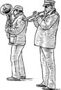 Sketch of a duet of street musicians