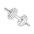 Sketch dumbbell weight, dumbbells, vector sketch illustration