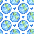 Sketch Earth and heart in vintage style