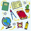 Sketch of education doddle elements on notebook Royalty Free Stock Photo