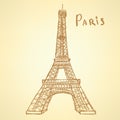 Sketch Eiffel tower, vector background eps 10