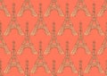 Sketch Eiffel tower, vector seamless pattern