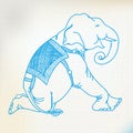 Sketch elephant sit