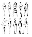 SKETCH. fashion girls Royalty Free Stock Photo