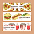 Sketch fast food banner Royalty Free Stock Photo