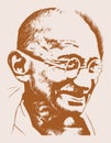 Sketch of Father of Indian Nation and Freedom Fighter Mahatma Gandhi outline editable illustration