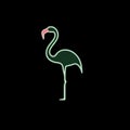 Minimalist Flamingo Sketch In Green And White With Moving Head