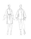 Sketch of a female coat set. Fashion design