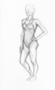 Sketch of female figure in swimsuit by pencil Royalty Free Stock Photo