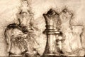 Sketch of a Fierce Chess Battle and the Fog of War Royalty Free Stock Photo