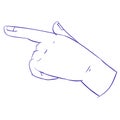 Sketch Finger finger pointing somewhere or trying to push something, cartoon, isolated object on a white background, vector Royalty Free Stock Photo