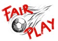 Sketch of a flying ball with message fair play