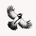 Sketch flying bird. Hand drawn vector illustration . Eng